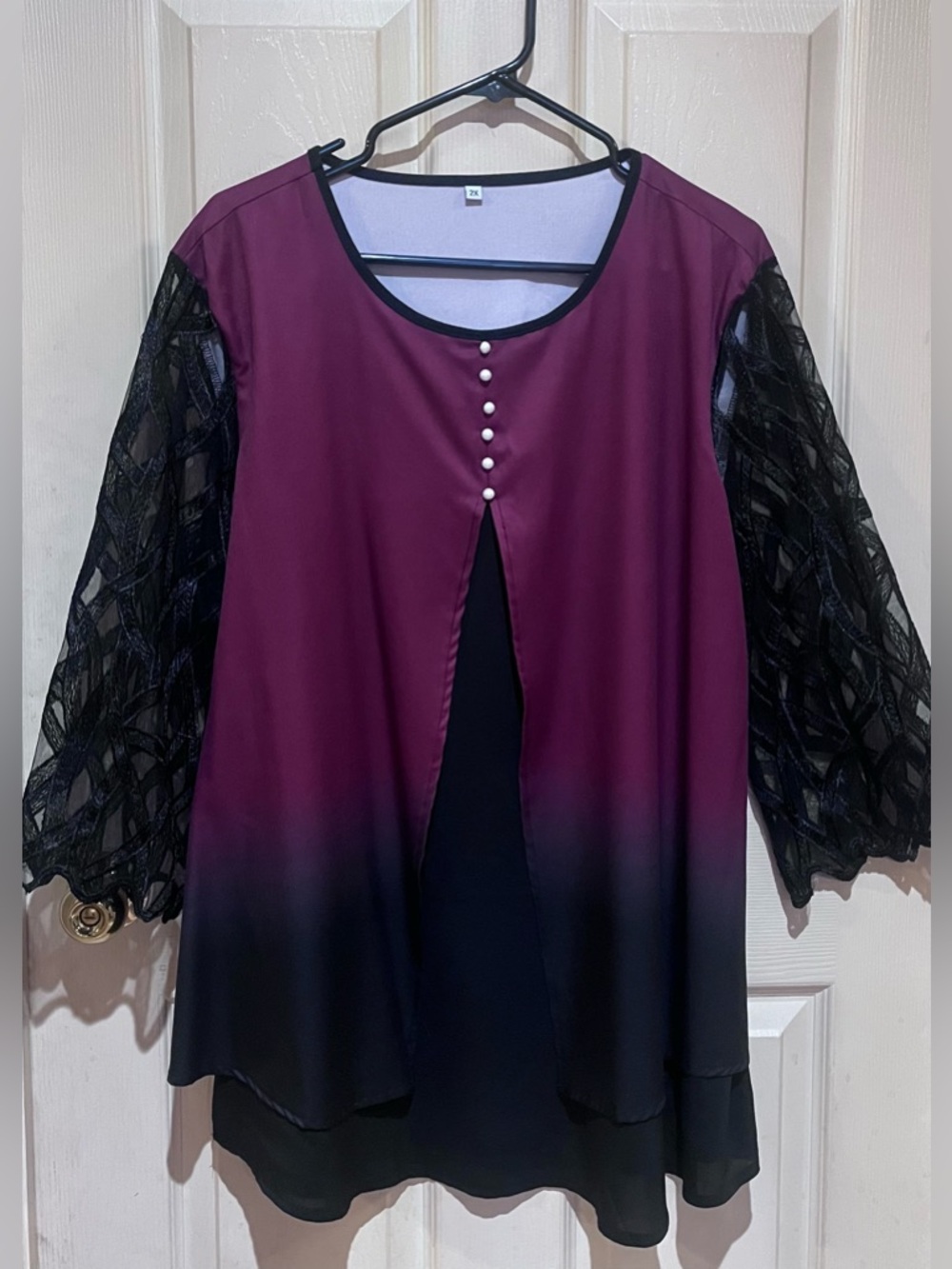 Women’s Lace Sleeve Tunic Top, Size 1X